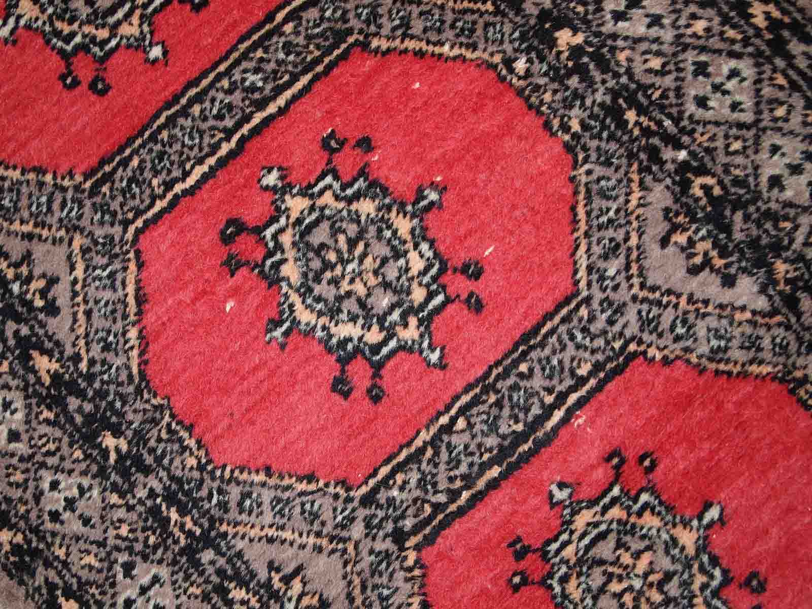 Vintage carpet Uzbek Bukhara handmade 65cm x 170cm 1960s, 1C712