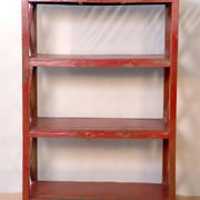 Burmese teak bookcase with original red patina