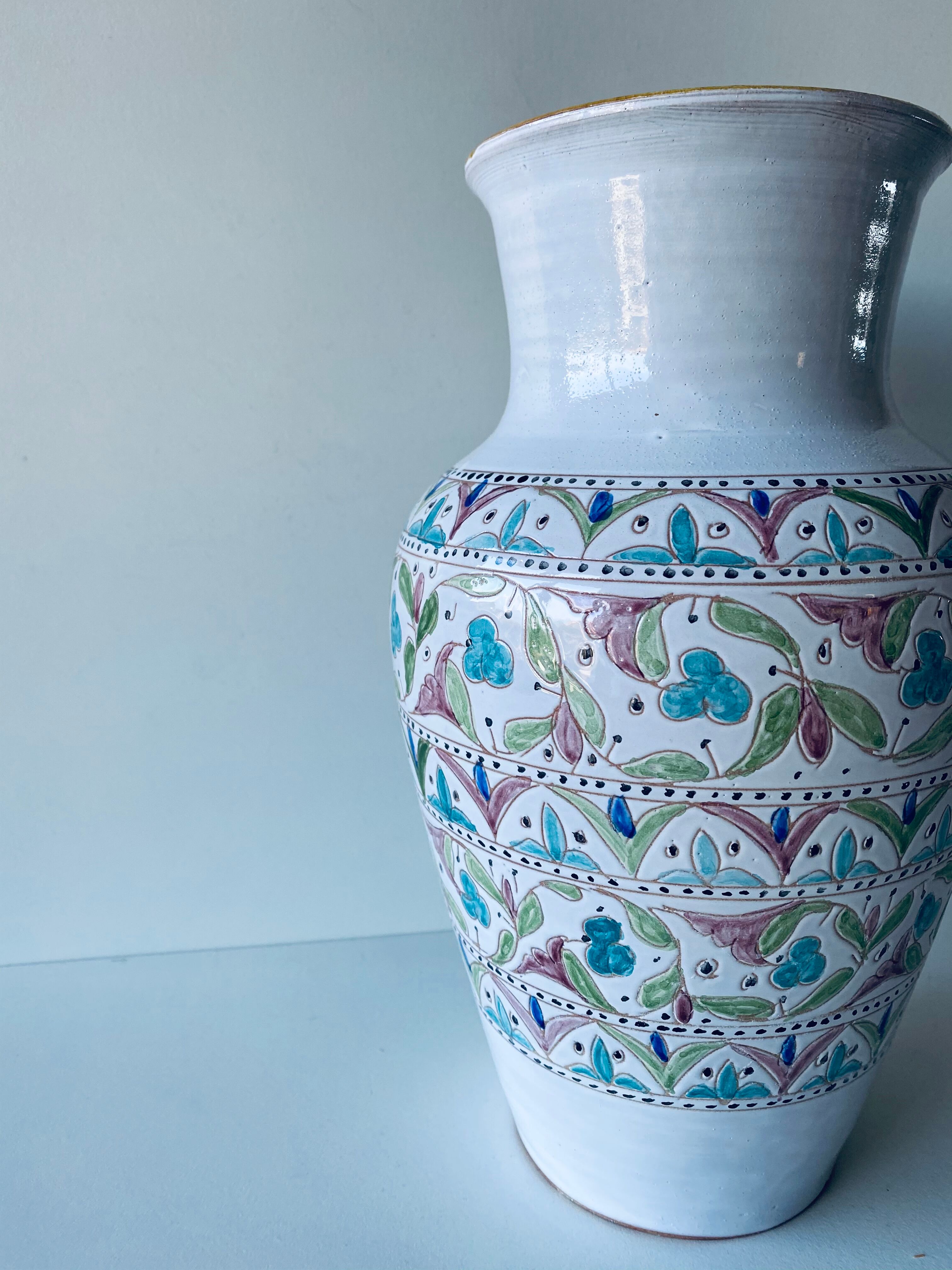 Colorful vase in enamelled terracotta