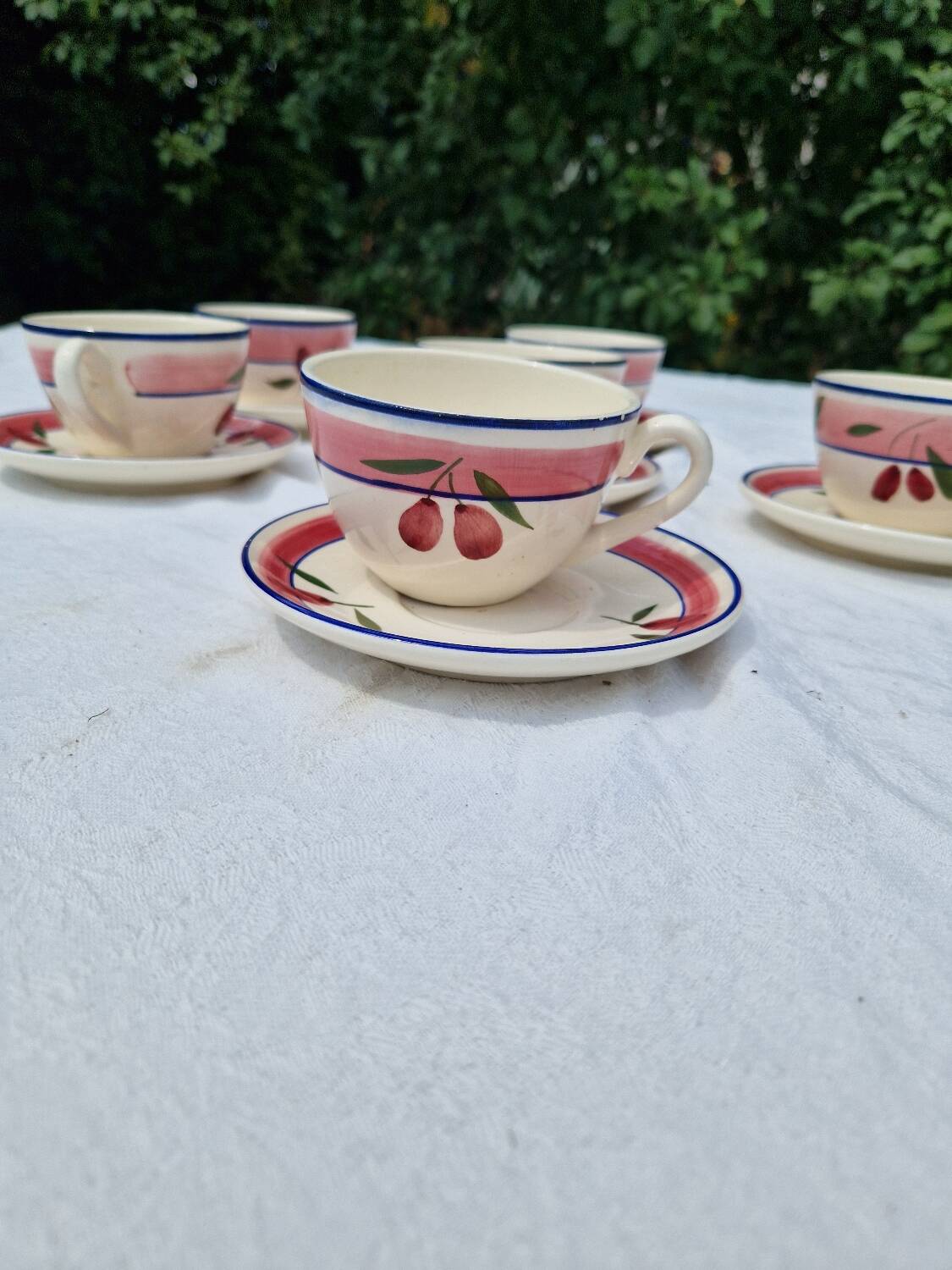 Set of 6 Antique Cups and Saucers