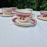 Set of 6 Antique Cups and Saucers