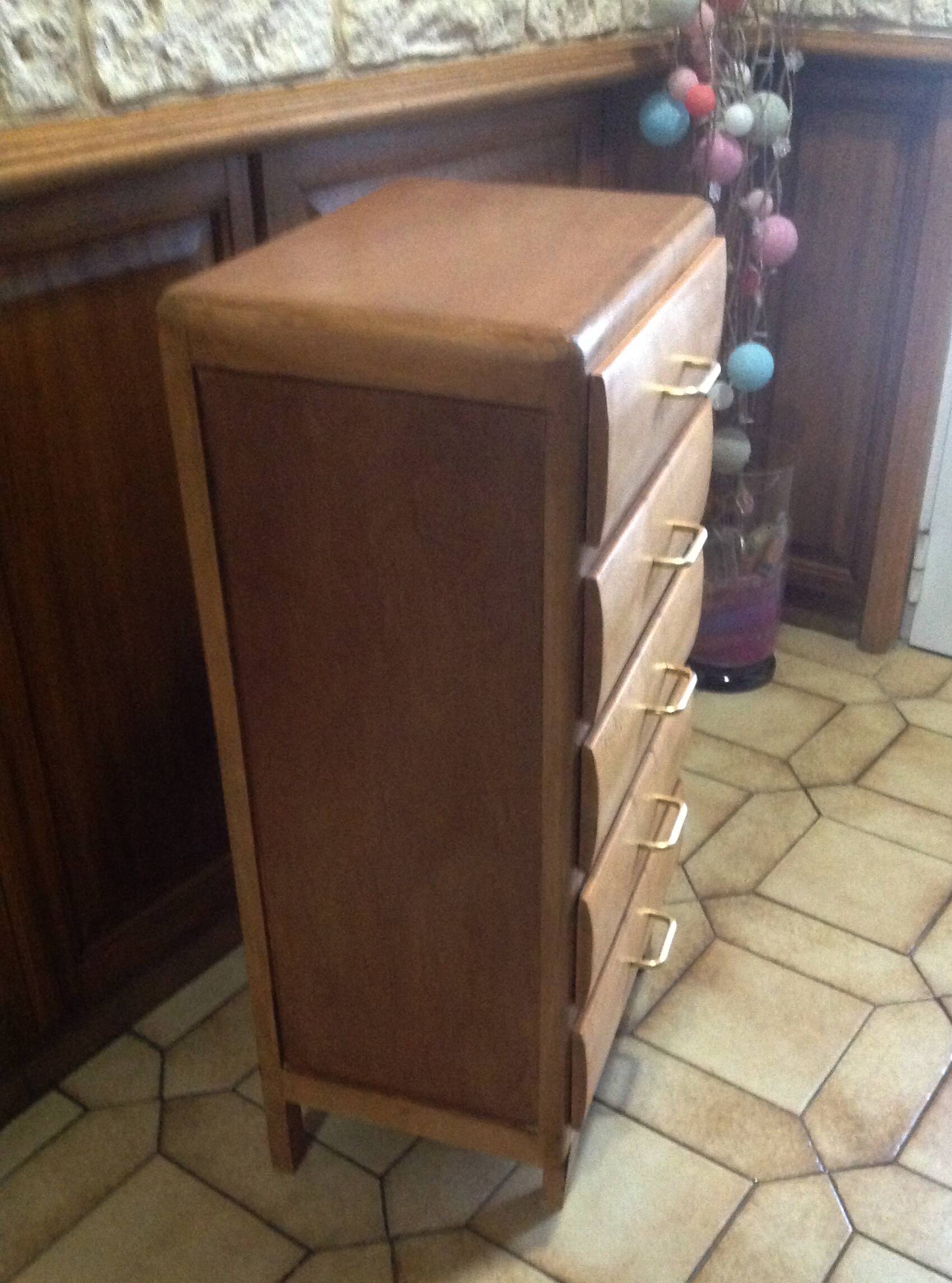 Vintage weekly chest of drawers with compass feet