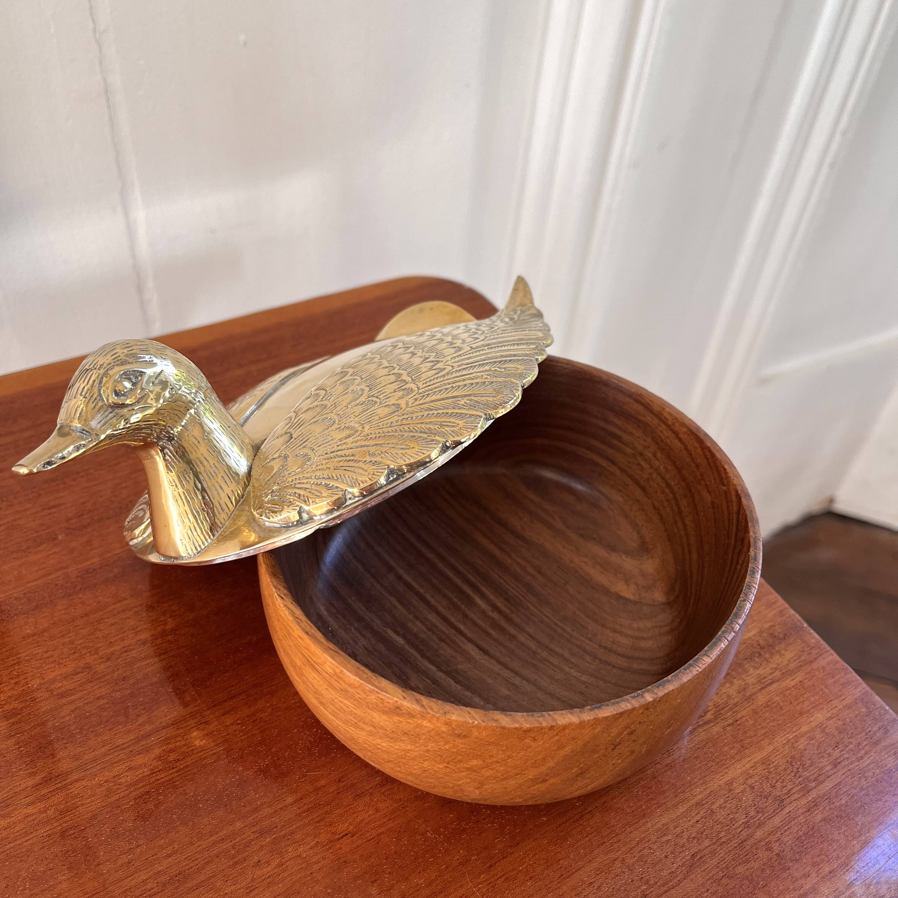 Brass duck wooden box
