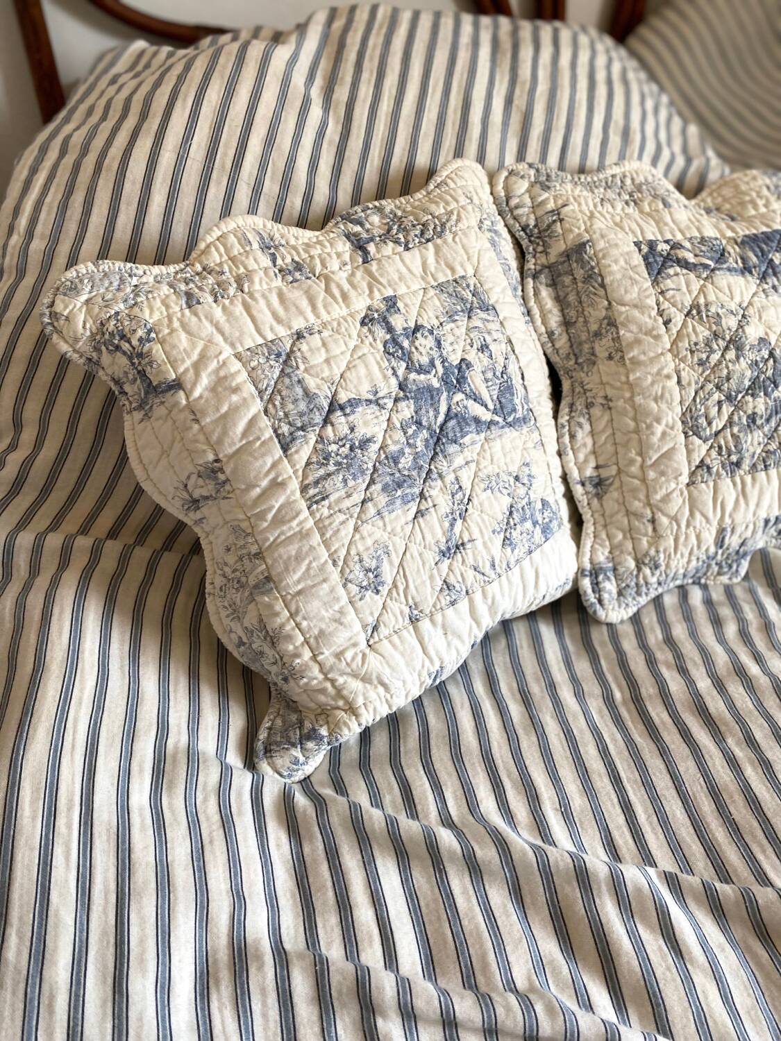 Paire de housses de coussin en coton en toile de Jouy