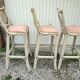 3 white stools vintage bar bamboo wicker rattan