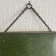 Vintage 1930s triptych mirror barber nickel-plated green crocodile effect.
