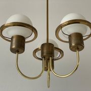 Suspended lamp with 3 glass balls and brass frame, Germany, 1960s