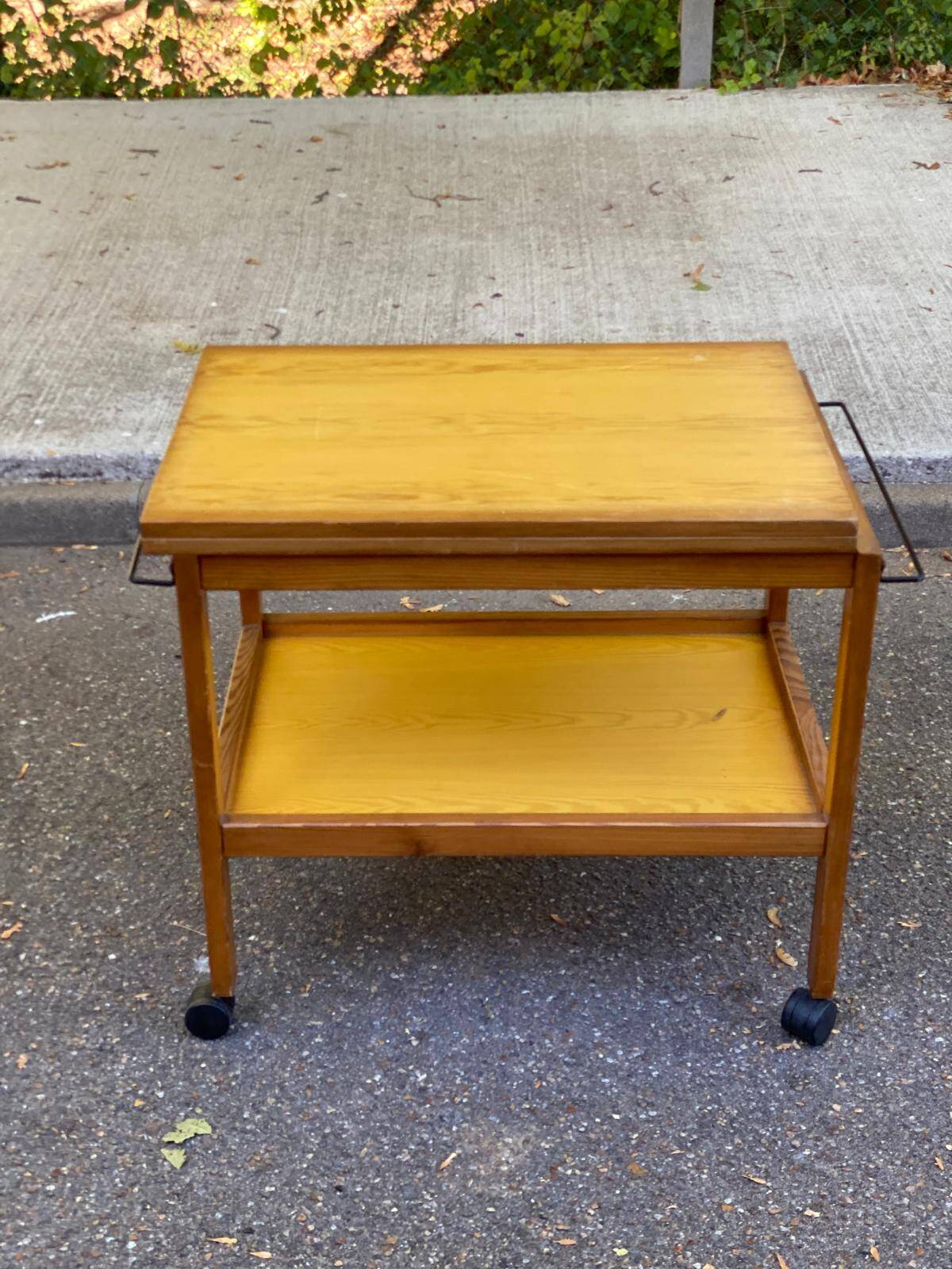 Scandinavian extendable solid wood side table folding 1980
