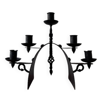 Brutalist wrought iron chandelier from the 60s