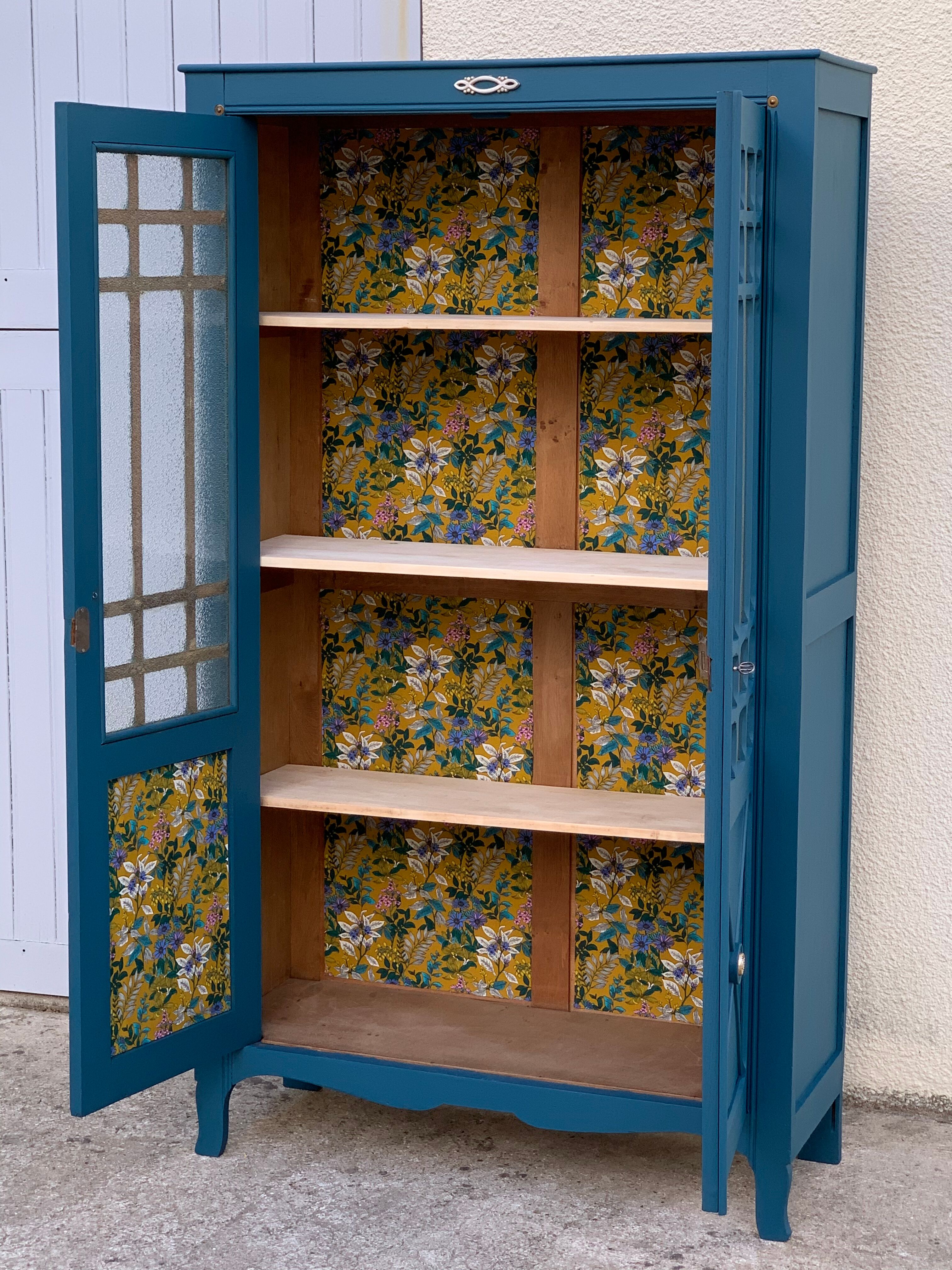 Glass-glazed Parisian wardrobe 1950