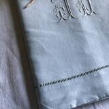 Old linen and cotton towel dyed celadon