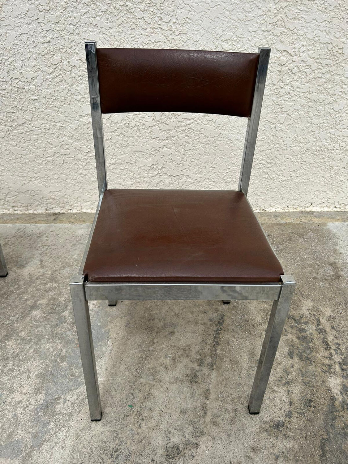 4 vintage leather/iron chairs