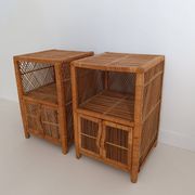 Pair of vintage rattan bedside tables