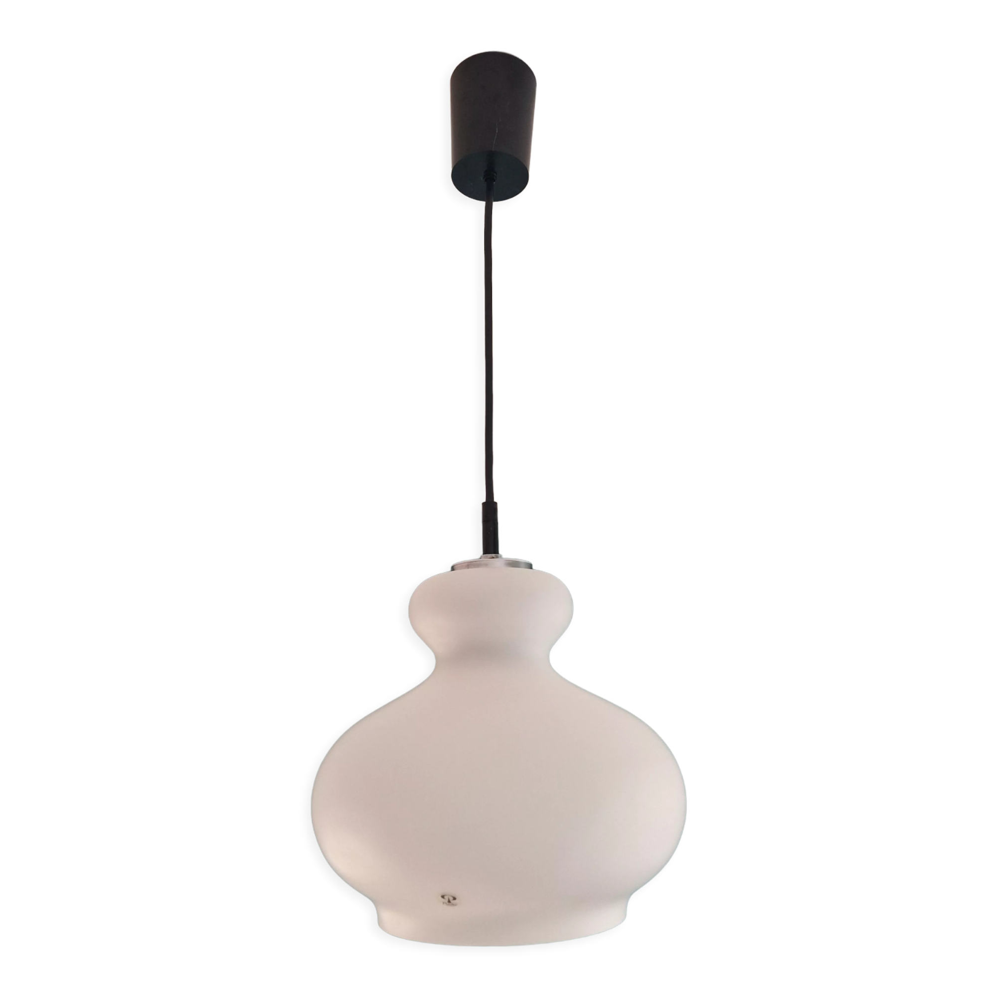 White opaline pendant lamp, Peill & Putzler, 70s