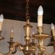 Lustre en bronze 5 bras vintage 1970