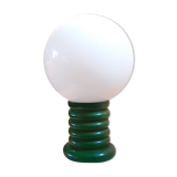 Small VINTAGE lamp in green lacquered wood and opaline