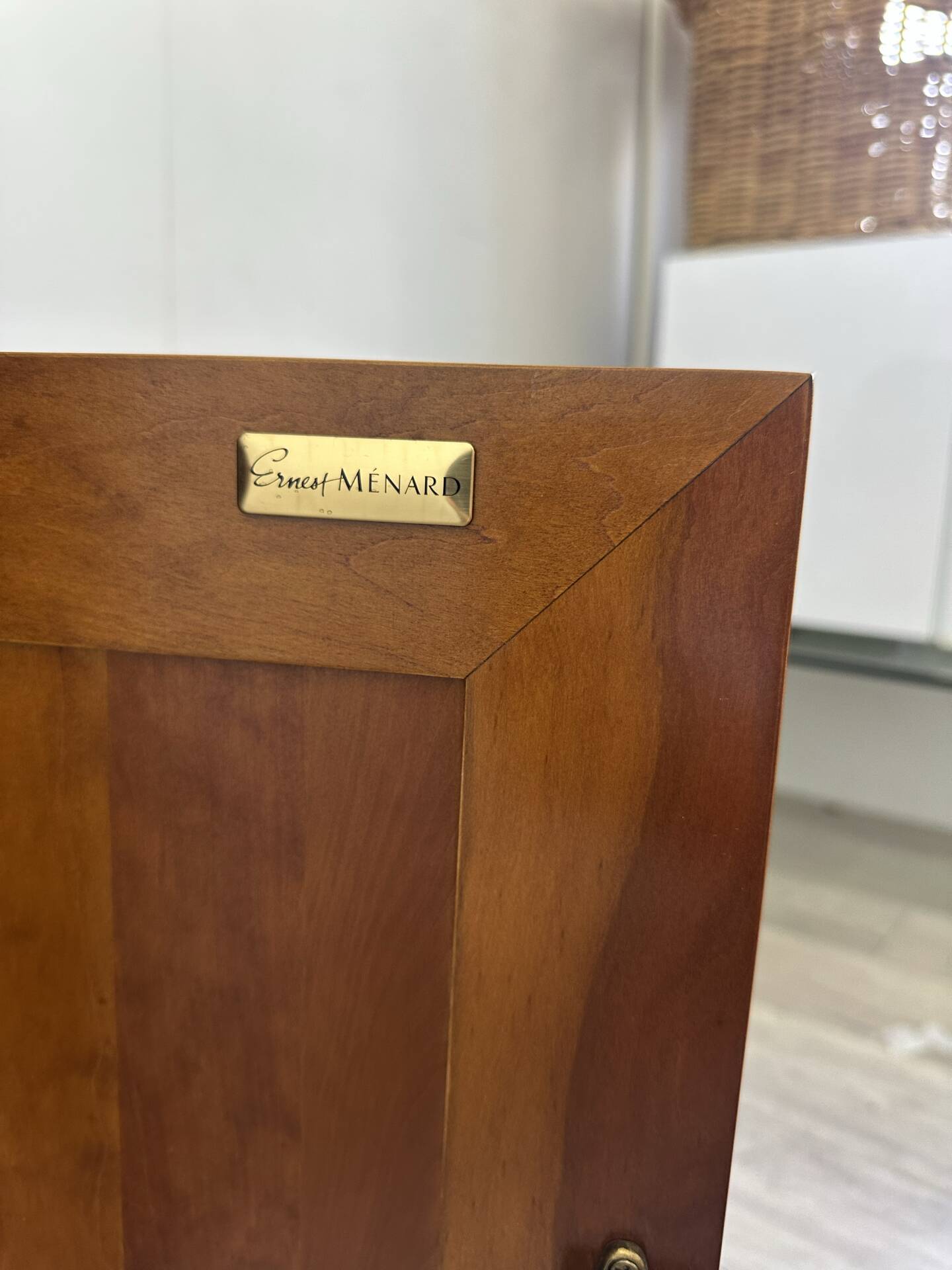 French vintage corner cabinet in solid wood by Ernest Ménard.