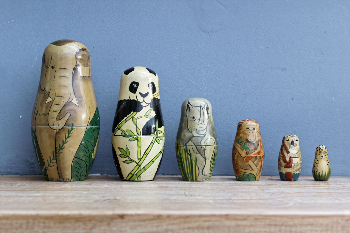 Russian dolls, matryoshka, animals