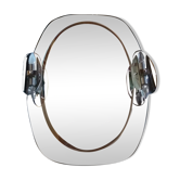 Mirror with its Italian smoked glass sconces Fontana Arte Isa 1970