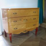 Vintage Louis XV style chest of drawers in citron wood veneer