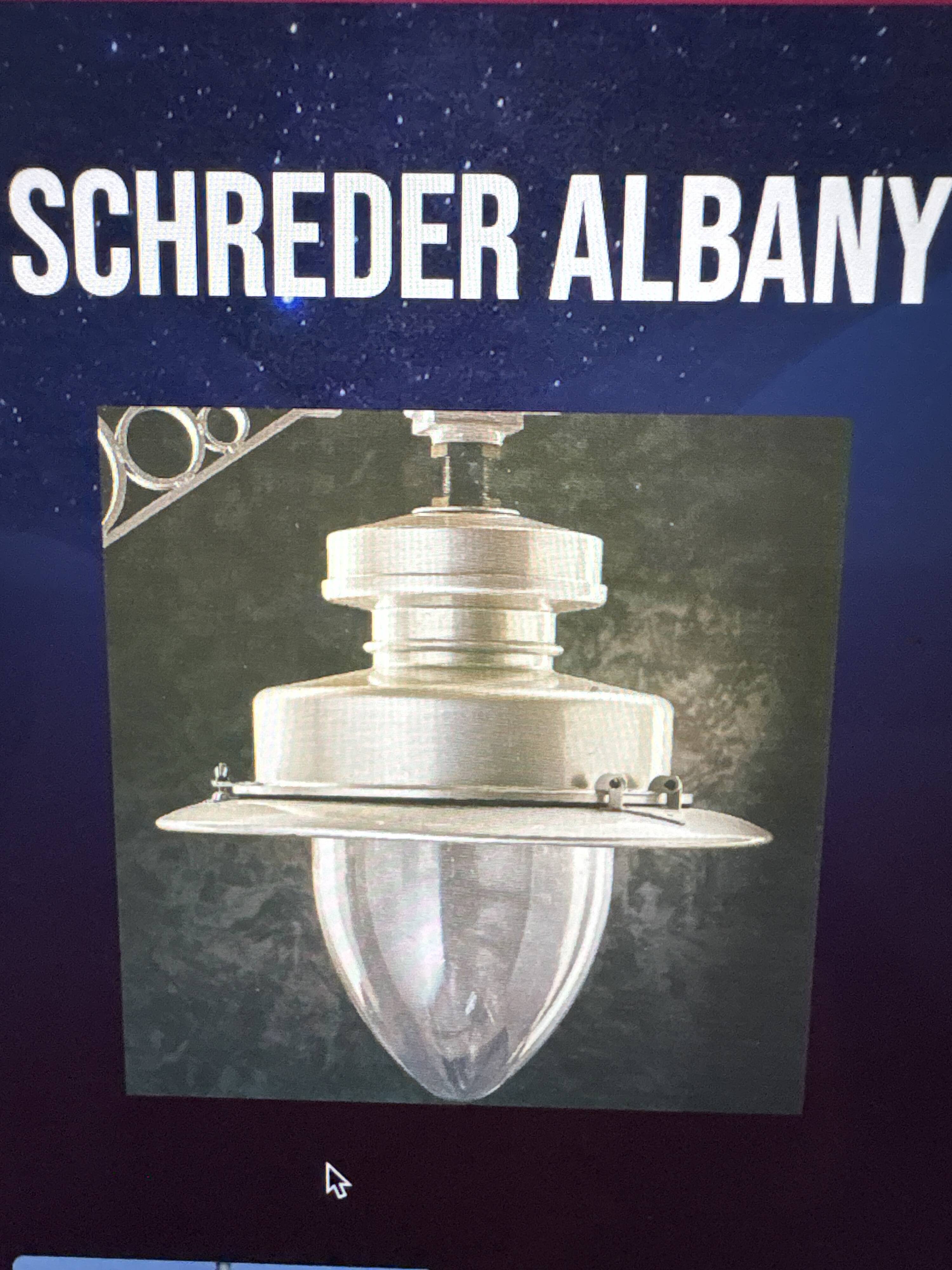 Set of 7 authentic schreder albany maxi light fixtures.