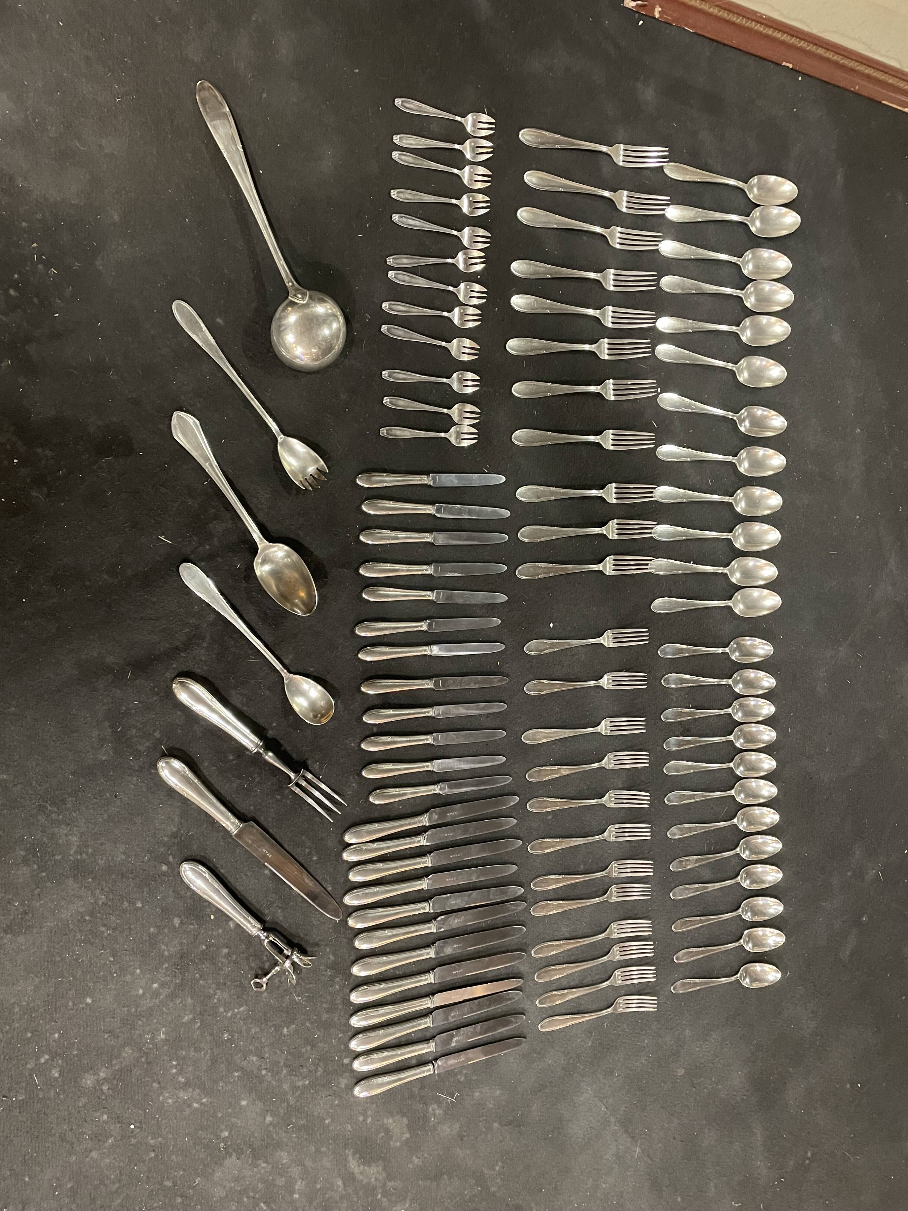 Art Deco menagere in silver metal