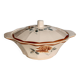 Antique pink earthenware soup tureen - Red floral decoration - Digoin