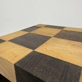 Vintage solid wooden side table chess style , 1970s