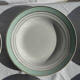 Set of 8 antique turquoise deep plates with a gold rim D22.5