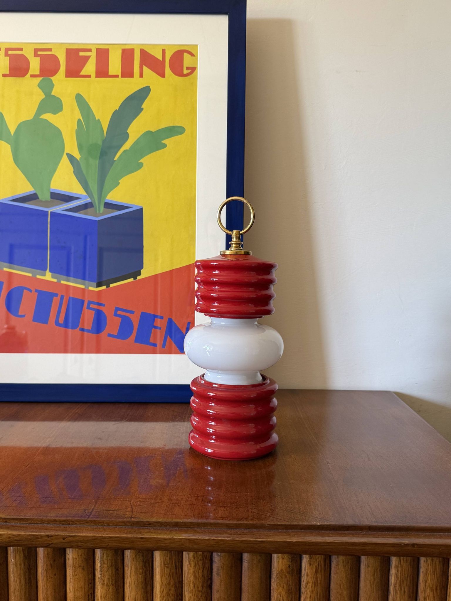 Lampe de table en forme de lanterne de l'ère spatiale, Ceramiche Fiorentine, Italie, années 1970