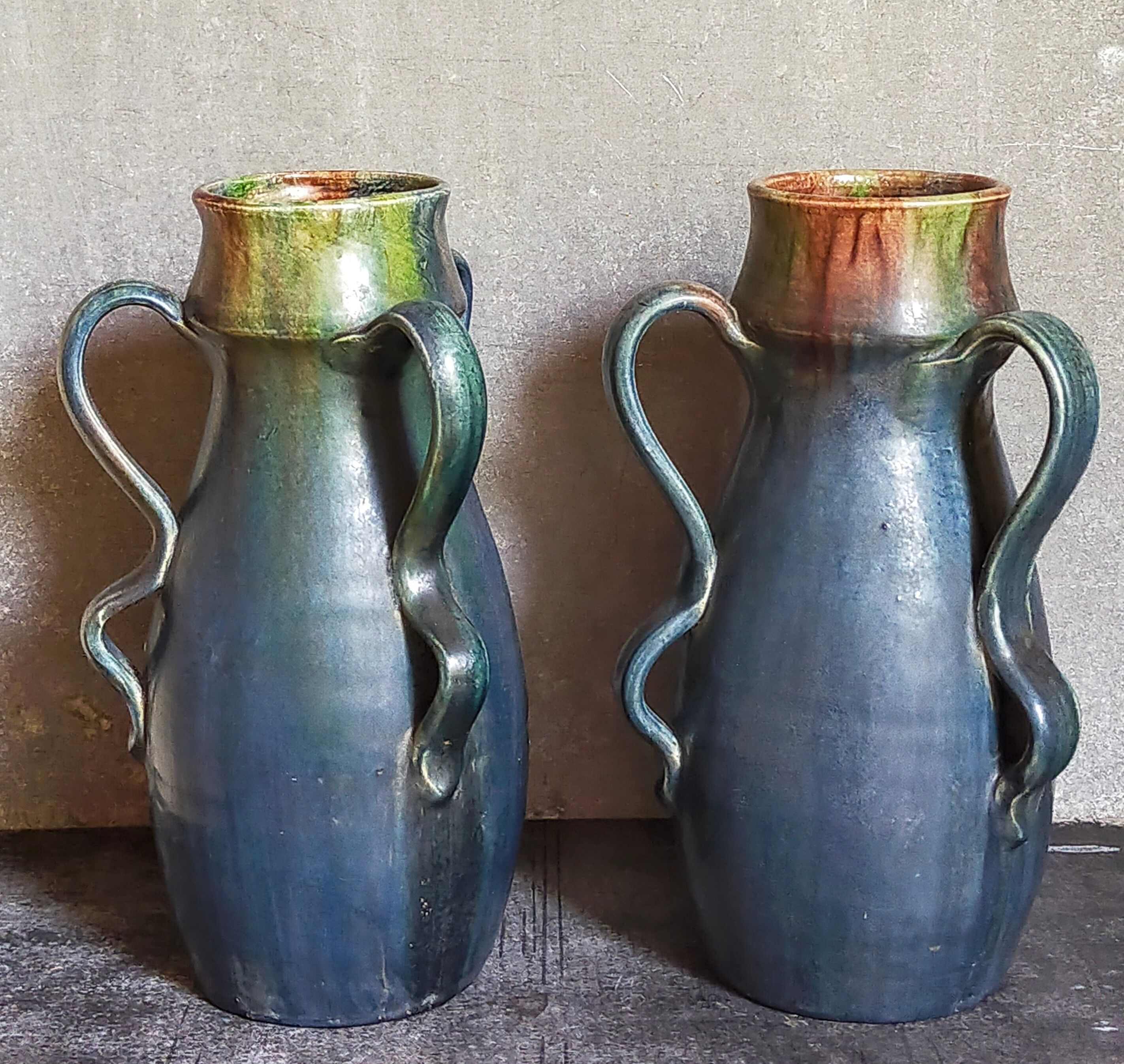 Duo of Flemish pottery of Charles and Auguste Maes early twentieth century