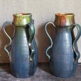 Duo of Flemish pottery of Charles and Auguste Maes early twentieth century