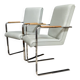 Unique Chrome and grey leather chairs made on demand 1980s