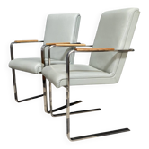 Unique Chrome and grey leather chairs made on demand 1980s