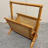 Rattan/bamboo and vintage cane magazine rack