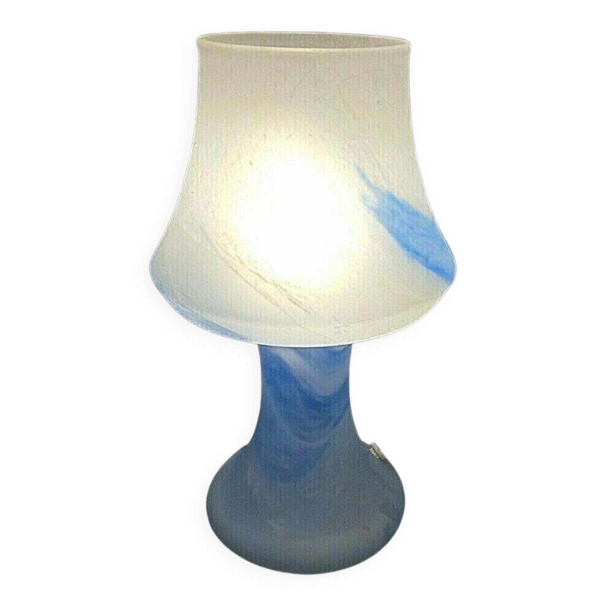Vintage Murano Opaline Mushroom Lamp with Tinsel Diffuser? Blu Table