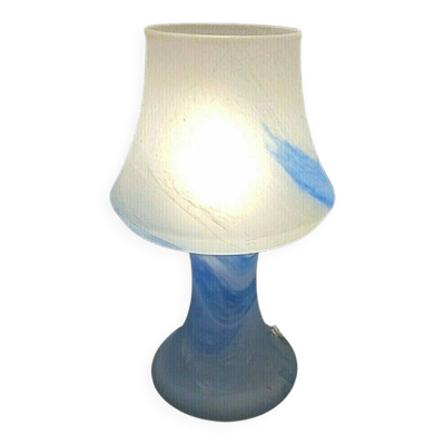Lampe Champignon Vintage Murano Opalin avec Diffuseur Tinsel ? Blu Table