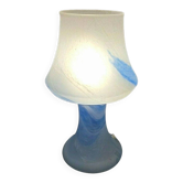 Lampe Champignon Vintage Murano Opalin avec Diffuseur Tinsel ? Blu Table