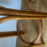 Pair of wicker bar stools and bamboo cane