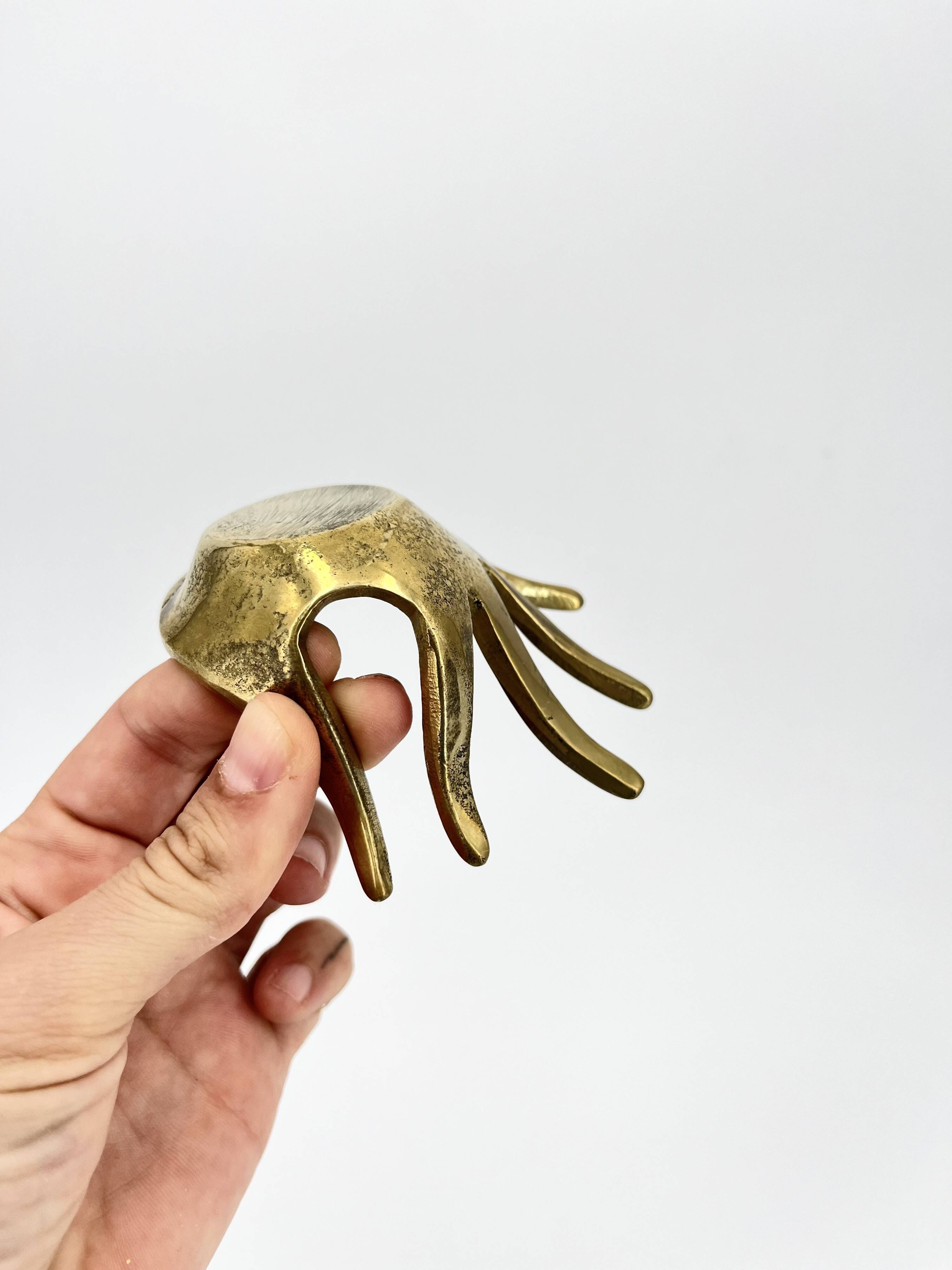 Brass Hand Ashtray, by Walter Bosse for Herta Baller, 1950s Austria
