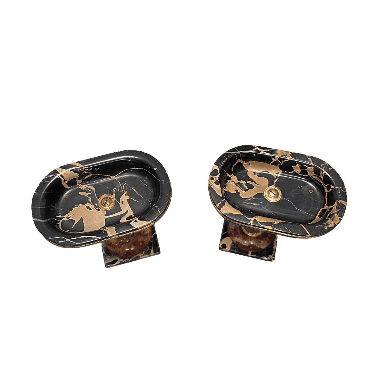 French Art Deco Bowls Of Marble And Bronze, 1920/30s