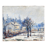 Hameau sous la neige, Lyon school, signed