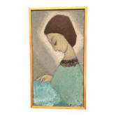 Original Swedish oil on canvas – "Lady" by Helge Holmlund – Signed – vintage and framed – 65 × 36.5 cm (25.6" × 14.4")