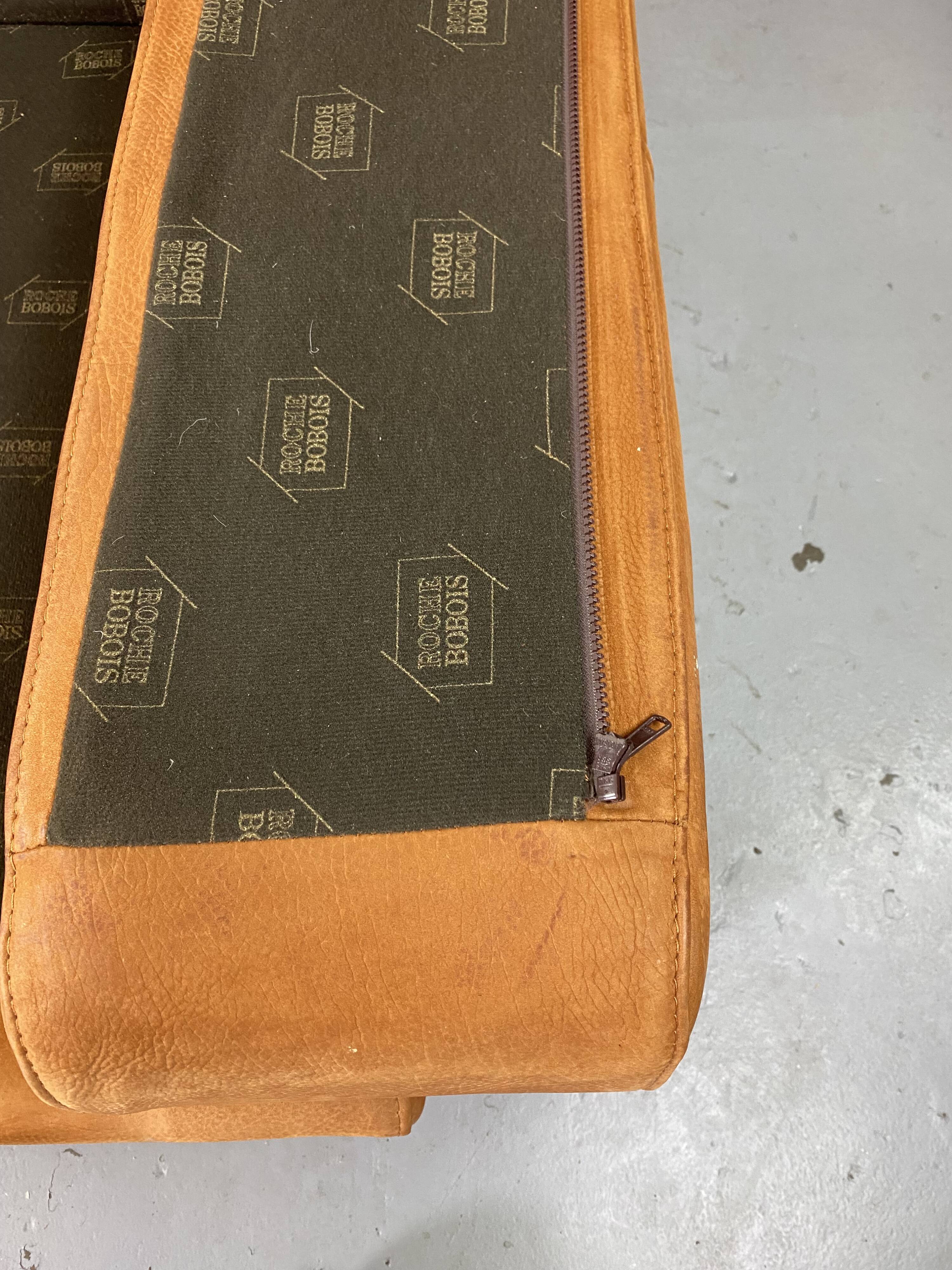 Roche-Bobois brown leather sofa