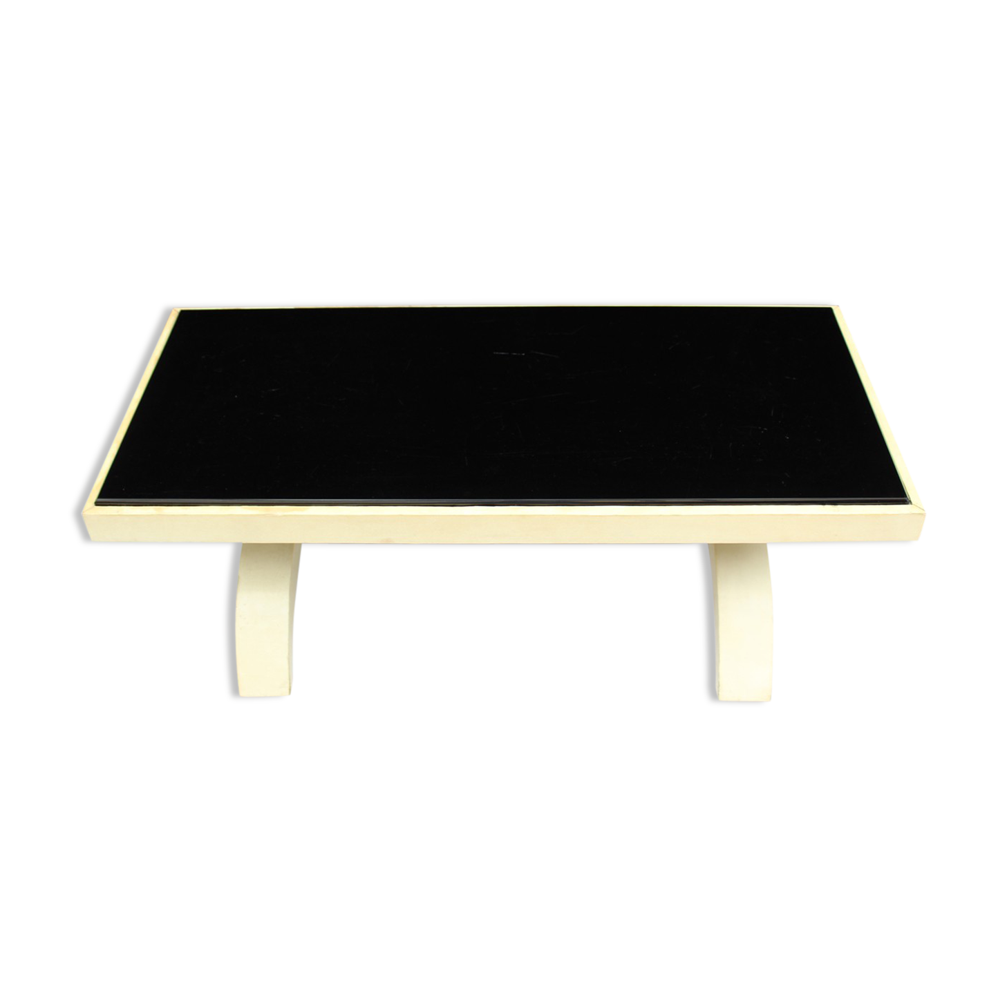 Black opaline and parchment coffee table