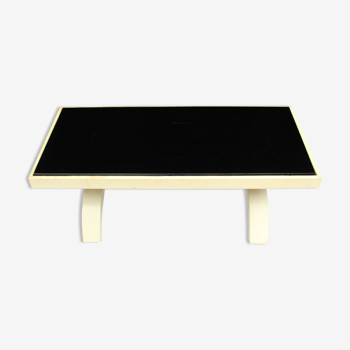 Black opaline and parchment coffee table