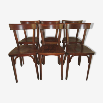 Suite 6 chaises bistrot baumann vintage 1960