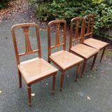 4 anciennes chaises cannée en bois