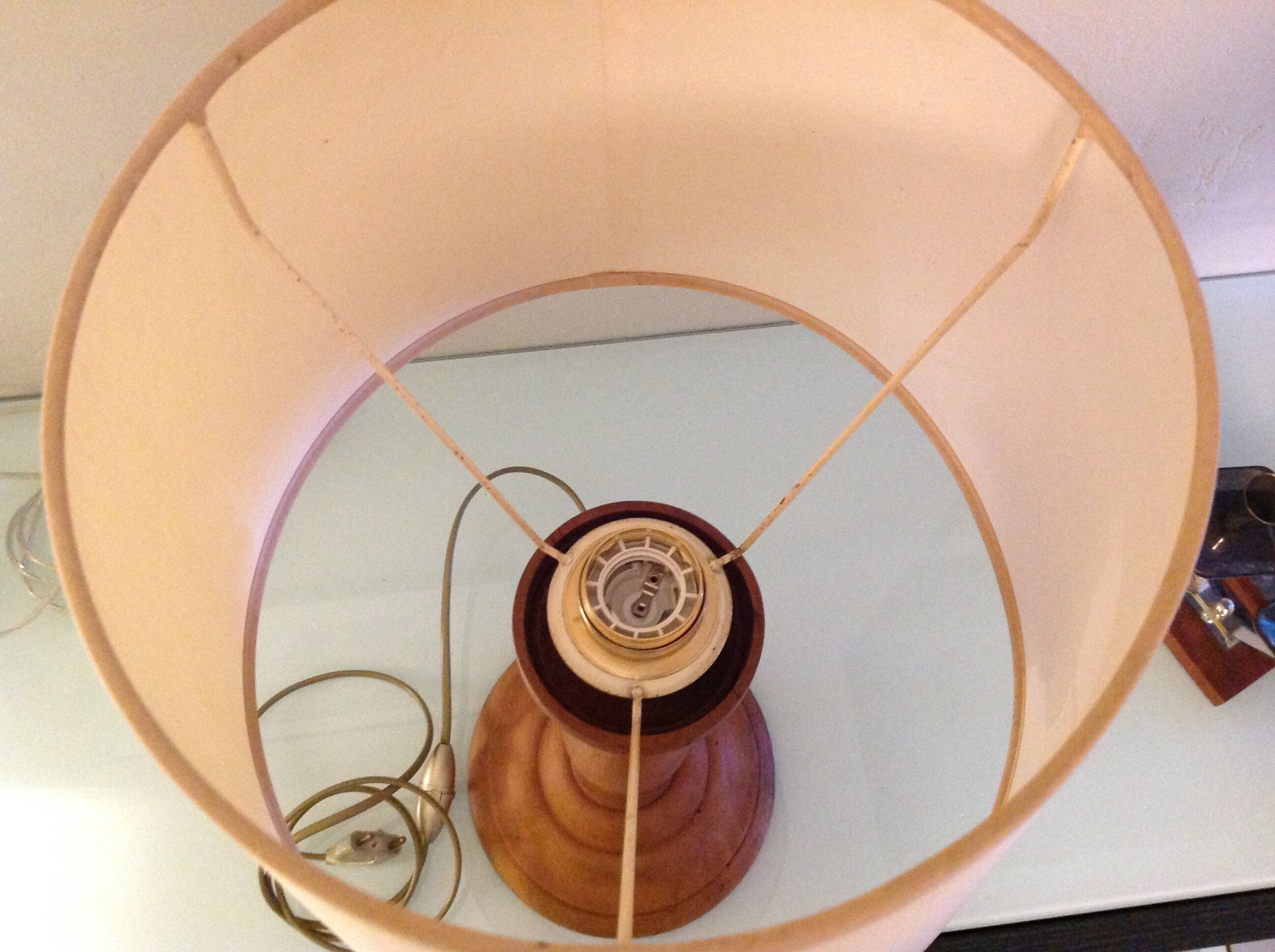 Turned wood lamp vintage 60s-70s
