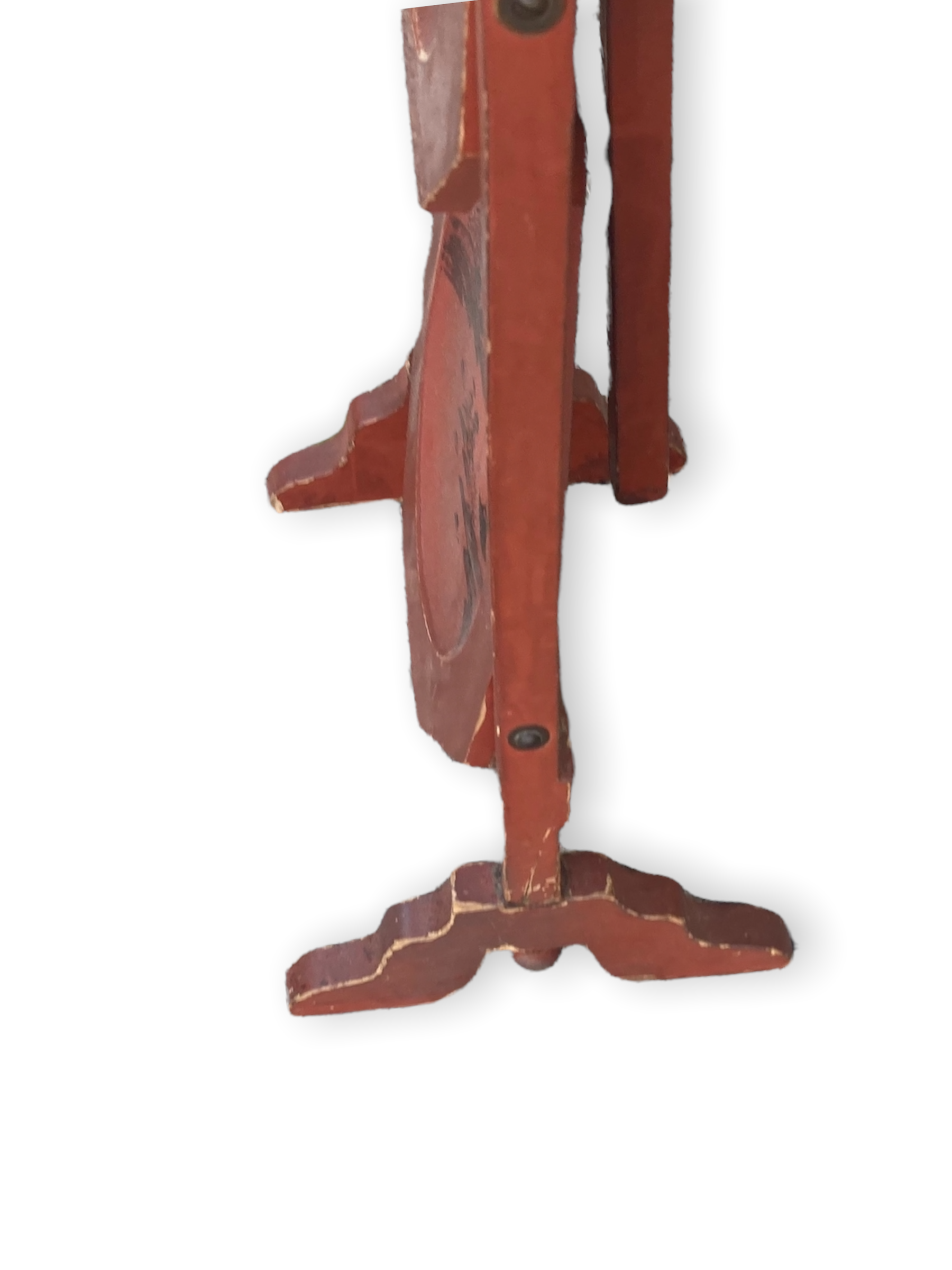 Chinese folding pedestal table in red lacquered wood